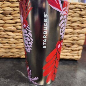 Starbucks Ceramic 2021 Holiday Tumbler 12 Oz  Purple/Red/Silver with lid.